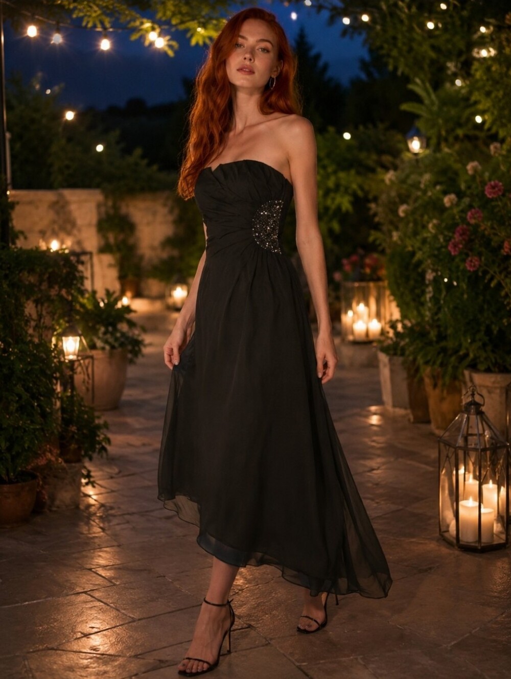 100% silk black, asymetrical Hem, Strapless Dress, sz 6